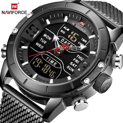 China NAVIFORCE 9153 Running Men's Japan Quartz Digital Watch Luxury Stainless Steel Mesh Strap Fashion Wrist Watch Automatic Date for sale