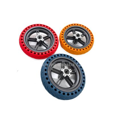 China Rubber+Alloy fFor Xiaomi Mijia M365 Scooter Rear Wheels 8 Panel 8.5x2 Inch Xiaomi Electric Skate Wheel Solid Alloy Rims 1/2X2 for sale