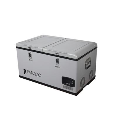 China ABS PARAGO Large Capacity 75/95L Car Fridge Camping Fridge Dual Zone Car Cooler For Truck Food for sale