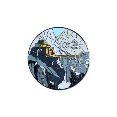 China Hard Enamel Pin Custom Pin Lapel Pin China Manufacturer Snow Mountain Landscape Free Enamel Design for sale