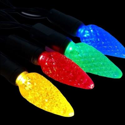 China Outdoor Indoor Festival Decoration C9 Christmas Light String 25 Red/Green Faceted C9 LED Bulb C9 Christmas Lights For Decoration for sale