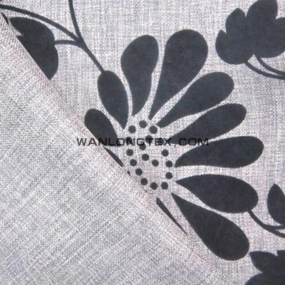 China Polyester Look Anti-Static Flocking Linen Upholstery Fabric For Sofa for sale