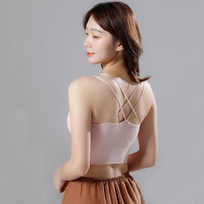 China QUICK DRY Cross Back Strappy Wire Women's Bra Crop Top Tank Top Daily Wear Free Daily Bra Aplet Bra for sale