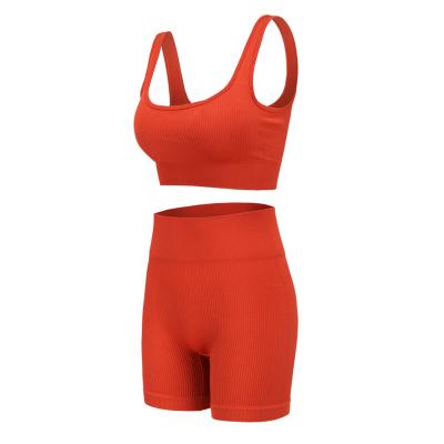 China Breathable Women's Yoga Set Workout Equipment 2 Piece Bra Tops And High Waisted Shorts ODM Sport Fitness OEM Tight Gym Sportswear for sale