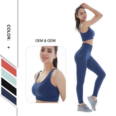 China Wholesale Breathable Sports Bra And Legging Tracksuit 2 PCS Set Running Women Fitness Panty Clothing Gym Sportswear Sets for sale