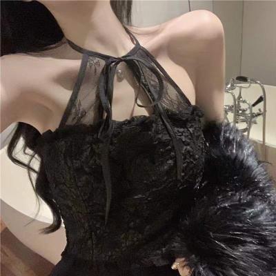 China Wholesale Mexico Mature Women Sexy Lingerie Woman Camisole Summer French Lace Ruffle No Ring With Chest Pad Girl Steel Bottoming Chemise Tank Top for sale