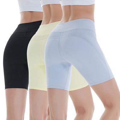 China Breathable Custom Stretchy Yoga Shorts High Waist Gym Hip Workout Shorts Pocket OEM ODM Hidden Tight Fitness Sportswear for sale