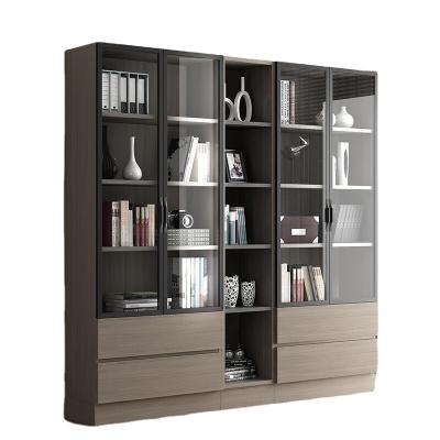 China (Height)Adjustable Storage Cabinet Glass Door With Drawer Storage Combination Modern Simple Study Nordic Durable Economic Bookcase for sale