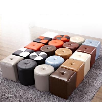 China Factory Direct Sales Adjustable Stools Custom Personality Creative Leather Sofa Stools Round Shaped Square Shaped Changing Shoe Stools for sale