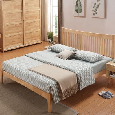 China 2019 Hot Selling European Modern 1.8 and 1.5 Bedroom Furniture Solid Wood Bed Oak Bed Simple Natural Color Bedroom Furniture for sale