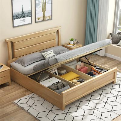 China Nordic style solid wood bedroom solid wood solid wood with drawer storage box bed bedroom furniture for hotel for sale