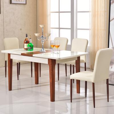 China Hot Sale (Height)Adjustable Oak Wood Frame Glass Top Solid Dining Table Dining Chair Kitchen Dining Room Luxury Home Furniture for sale