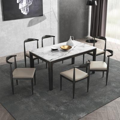 China Home Kitchen Dining Room Furniture Solid Wood Leather Dining Sets Frame PU Chairs (Size)Adjustable Hot Sale Marble Top Ash Dining Table Sets for sale