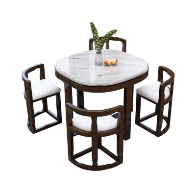 China Combination Foldable Simple Modern Apartment Household Dining Chair Marble Household Dining Villa Solid Wood Invisible Dining Table for sale