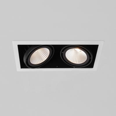 China Modern Commercial Adjustable Double Heads 10W 20W 30W Hotel LED Ceiling Downlight Single Triple COB Square Recessed LED Downlight for sale