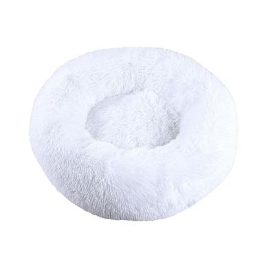 China Best Selling Comfortable Round Bed Stocked Premium Faux Fur Donut Pet Cat Bed for sale