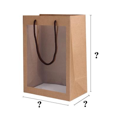 China Recycled Materials Paper Bag Blank Window Tote Bag Clothing Gift Gift Wrapping Shopping Bag for sale