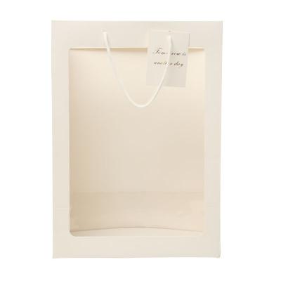 China Recycled Materials Flower Transparent Tote Bag Window Gift Bag Window Packaging Bag for sale