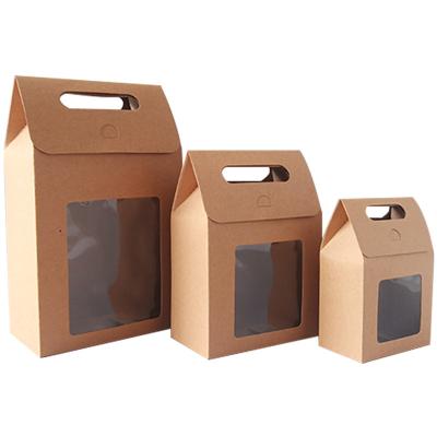 China Wholesale Gift Hand Paper Packaging Window Materials Factory Flip Folding Recycled Kraft Paper Bag for sale