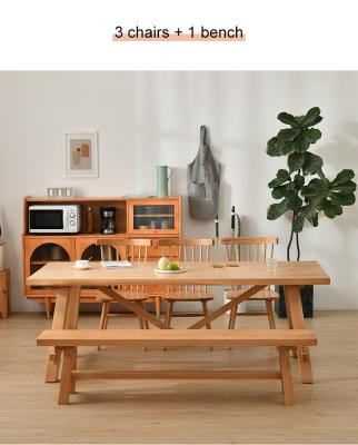 China Modern nordic design solid wood dining table with bench and chair for kitchen table custom order for sale