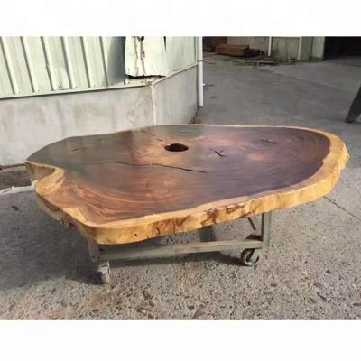 China South American Walnut Solid Wood Edge Table Slab Wooden Living Table with Iron Legs for Home Furniture and Office Furniture for sale