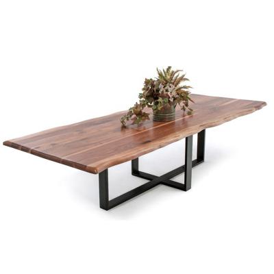 China Black Walnut North American Dining Table Solid Wood Custom Size And Metal Leg for sale