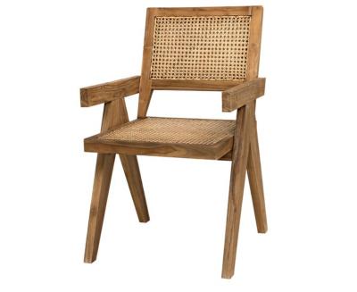 China Restaurant Furniture Balcony Leisure Chair Vintage Garden Contemporary Cane Rattan Wicker Wooden Chair for sale