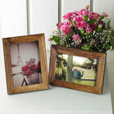 China Cheap and useful rustic picture frame solid wood. 5x7 inch picture frames, panel protective plastic material. wall or table display for sale