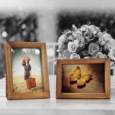 China Cheap and useful rustic picture frame solid wood. 6x8 inch picture frames, panel protective plastic material. wall or table display for sale