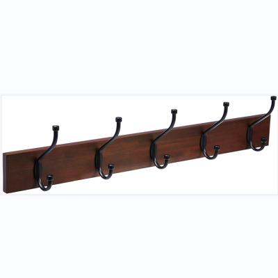 China Cheap and Useful Wall Mounted Farmhouse Coat Rack, Standard 5 Hooks, Light Walnut Color, Single, 5 Hook, Wooden Wall Hooks for sale