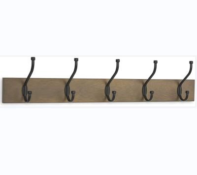 China Cheap and useful wall mounted farmhouse coat rack, 5 standard hooks, wooden wall hooks, set of 2, for sale