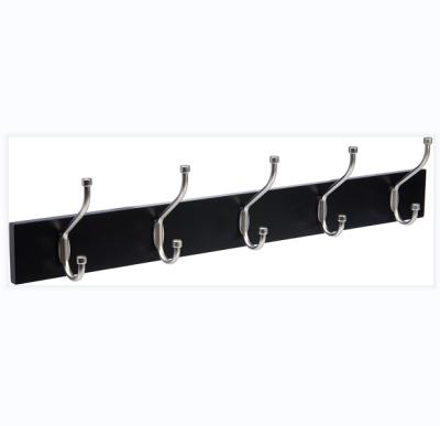 China Cheap and useful black wall mounted farmhouse coat rack, 5 standard hooks, wooden wall hooks, set of 2, for sale