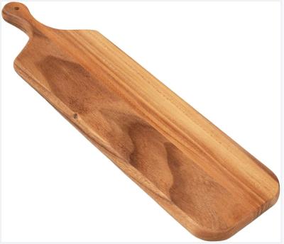 China Sustainable Acacia Wood Bread Board 36 x 10 inch Handcrafted Wood Cutting Board Slicer Tray with Handle for sale