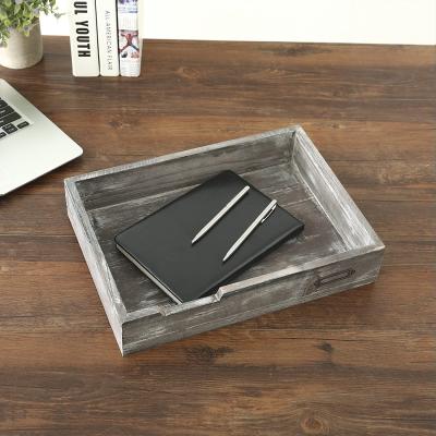 China Europe Gray Wooden Stackable Office Desktop Document and Storage Rustic Drawer Style Paper Tray for sale