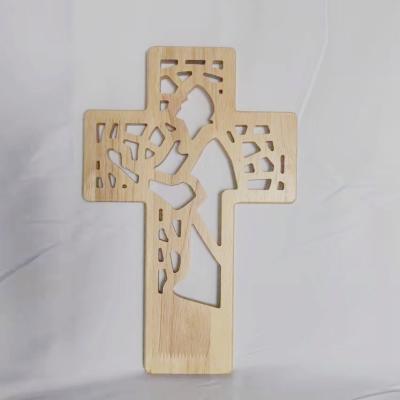 China Custom Durable Eco-friendly Wholesale Wooden Crafts Wooden Cross For Gifts Religion Home Wall Wooden Cross Decoration for sale