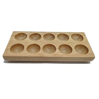 China Custom Acacia Wooden Egg Storage Rack Tray For Kitchen Viable for sale