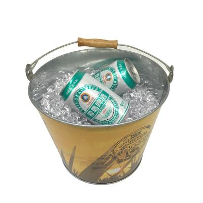 China Viable promotional tin galvanized iron metal stainless steel beer ice bucket with raised emboss logo on sale for sale