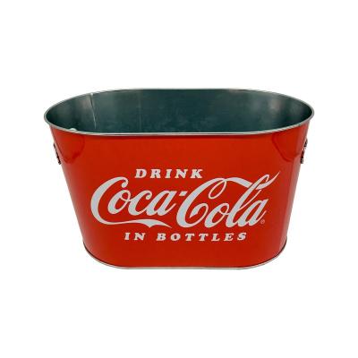 China Customized Viable Oval Galvanized Logo Metal Ice Bucket Leaf Ice Bucket Beer Ice Bucket for sale