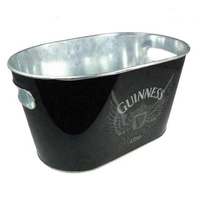 China Viable Wholesale Logo Colored Bar Party Printing Beer Champagne Oval Wine Galvanized Iron Tin Metal Ice Bucket for sale