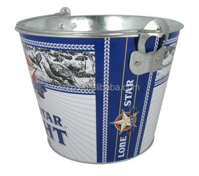 China Viable Factory Direct Made Full Color Printing Metal Ice Bucket With Bottle Opener Beer Ice Bucket for sale