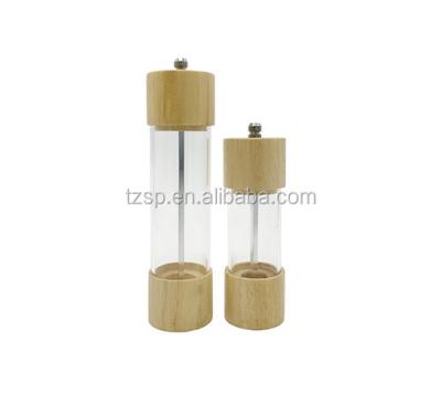 China Viable manual wooden salt and pepper grinder/wooden pepper grinder/natural wooden pepper mill set for sale