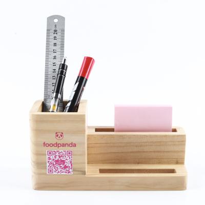 China Desktop Pen Holders Desk Organizer Custom Logo Office Multifunctional Wooden New Design for Office Home and Office for sale