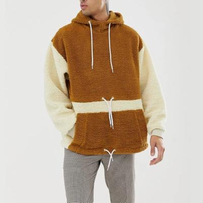 China Wholesale Customized Men's Anti-Wrinkle Sherpa Embroidery Teddy Hoodie Men's Pullover Beige And Khaki Hoodie For Man for sale