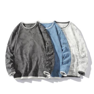 China Breathable High Quality Faux Tie Dye Fabric Two Piece Cotton Sweatshirt Pullover For Men for sale