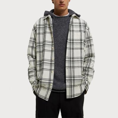 China Custom Casual Men's Plaid Breathable Cotton Canvas Long Sleeve Plaid Shirt For Men for sale