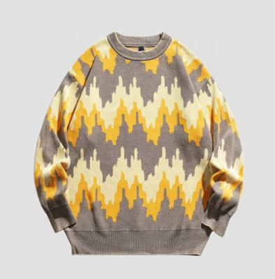 China Round Collar Patchwork Breathable Hot Selling Color Custom Knit Pullover Sweater For Men for sale