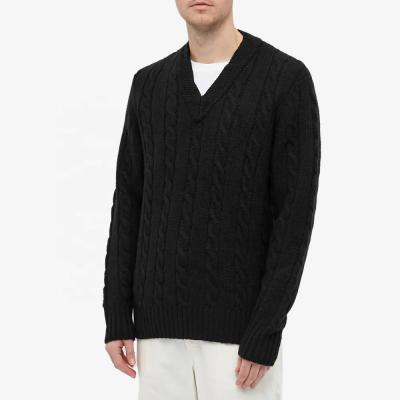 China Breathable Manufacturer V Collar Solid Color Wool Custom Knitted Sweater For Men for sale