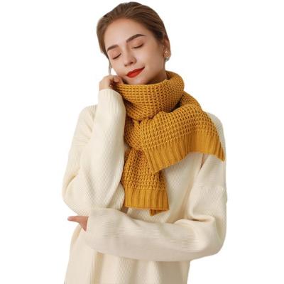 China Small Soft Solid Plaid Muffler Knitted Scarf Acrylic Scarves For Women Winter Scarves Elegant Customs for sale