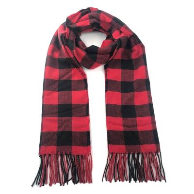 China 100% Recycled Polyester Super Soft Custom Scarf Eco Friendly Sustainable Super Soft Plaid Shawl Scarf Winter Material Woman for sale