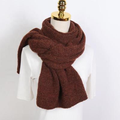 China Wholesale Women's Knitted Winter Scarf Acrylic Color Women's Acrylic Color Yarn Marl Mohair Soft Custom Logo Polyester Scarves for sale